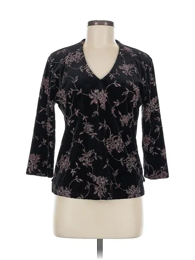 Pre-owned Linda Leal 3/4 Sleeve Blouse In Black