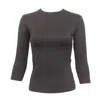 LINDA LEAL THREE QUARTER SLEEVE SHELL IN BLACK