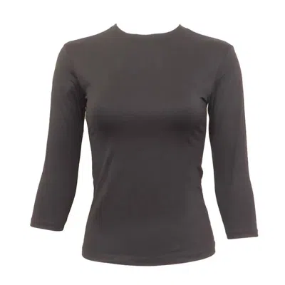 Linda Leal Three Quarter Sleeve Shell In Black In Grey