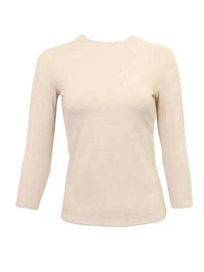 Linda Leal Three Quarter Sleeve Shell In Creamy Malt In Beige