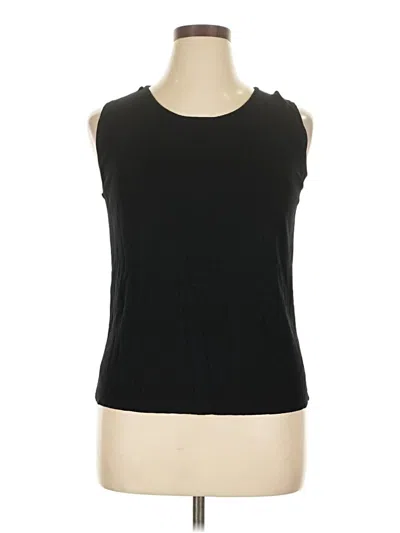 Pre-owned Linda Matthews Sleeveless Top Black Keyhole Neckline Tops