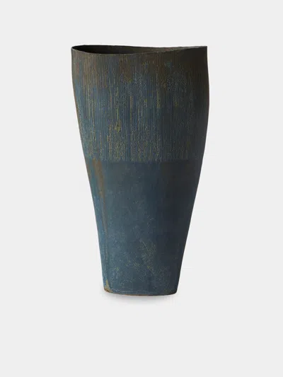 Linda Ouhbi 11/2025 Hand-built Stoneware Vase (19in/48cm) In Blue