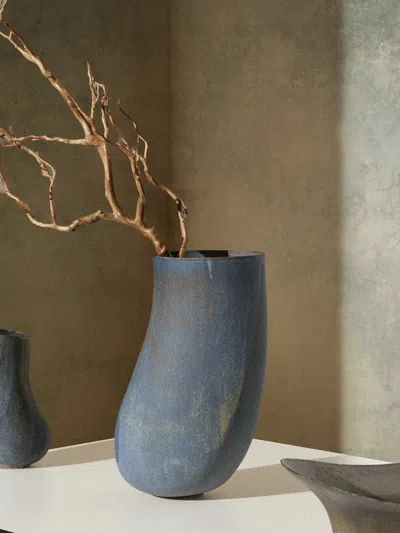 Linda Ouhbi 39/2025 Hand-built Stoneware Vase (15.5in/39cm) In Blue