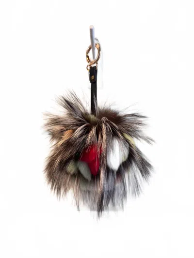 Linda Richards Fur Pom Charm In Multi In Gray