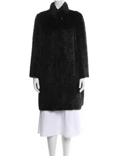 Pre-owned Linda Richards Luxury Mink Faux Fur Coat In Black