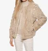 Linda Richards Mink Cable Sweater In Beige