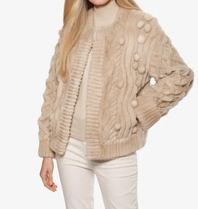 Linda Richards Mink Cable Sweater In Beige