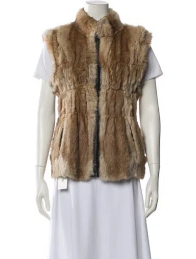 Pre-owned Linda Richards Printed Fur Jacket In Brown