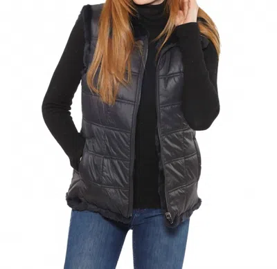 Linda Richards Rex Zip Reversible Vest In Navy In Black