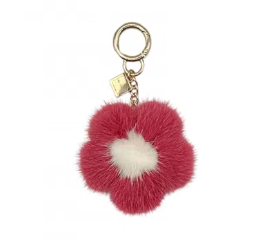 Linda Richards Women's Mink Flower Bag Charms In Red In Transparent