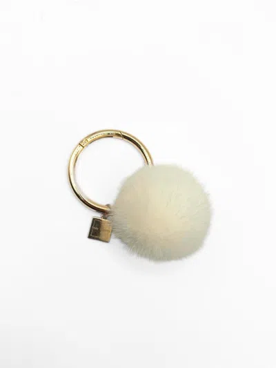 Linda Richards Women's Mink Pom Large Key Ring In White