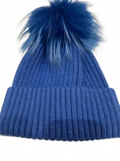 Linda Richards Women's Mohair Wool Pom Hat In Blue In Green