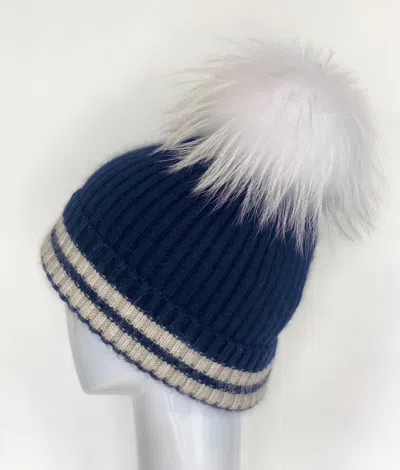 Linda Richards Women's Mohair/wool Pom Hat In Blue