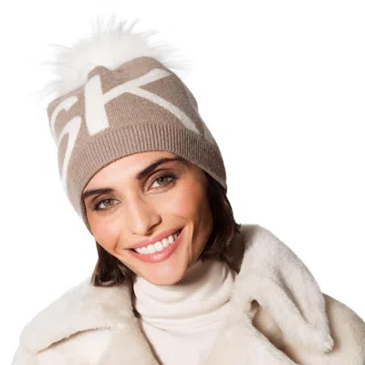 Linda Richards Women's Ski Angora Wool Pom Hat In Taupe In Beige