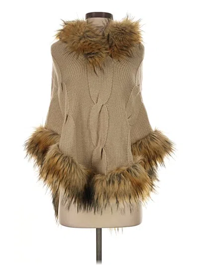 Pre-owned Linda Richards Wool Cardigan Sweater In Tan
