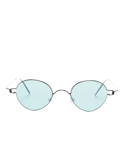 Lindberg 8224 钛合金椭圆形框太阳眼镜 In Black
