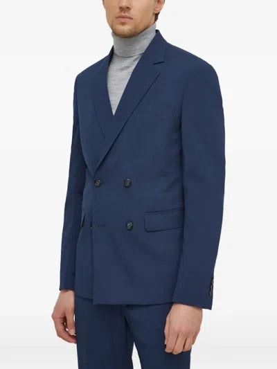 Lindberg Double-breasted Suit In Blue