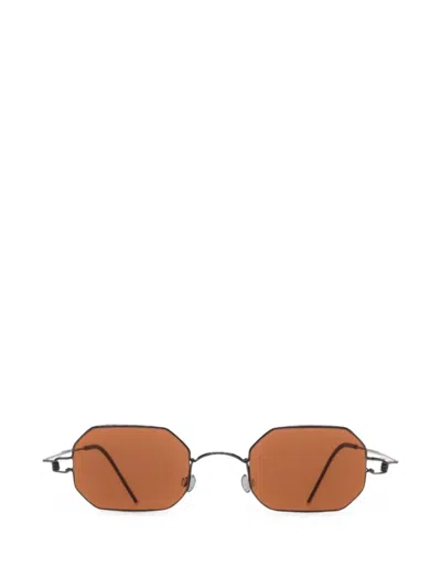 Lindberg Geometric-frame Titanium Sunglasses In Braun
