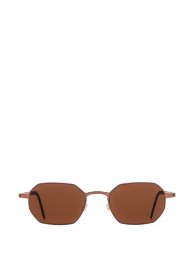 Lindberg Geometric-frame Titanium Sunglasses In Brown
