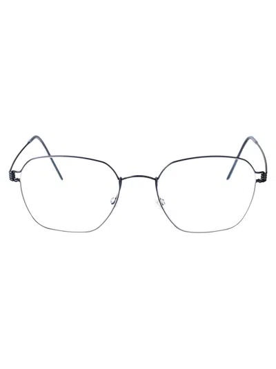 Lindberg Navy Blue Titanium Glasses In Transparent