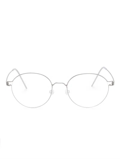 Lindberg Brille Mit Rundem Gestell In Silver