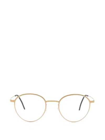 Lindberg Round Blok Titanium Glasses In Gold
