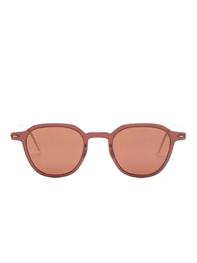 Lindberg 圆形镜框太阳眼镜 In Brown
