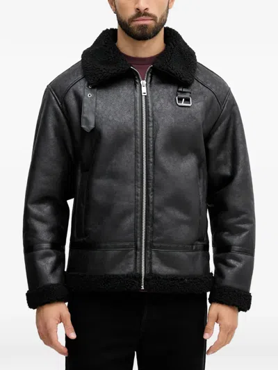 Lindberg Shearling Buckle Faux-leather Jacket In Black