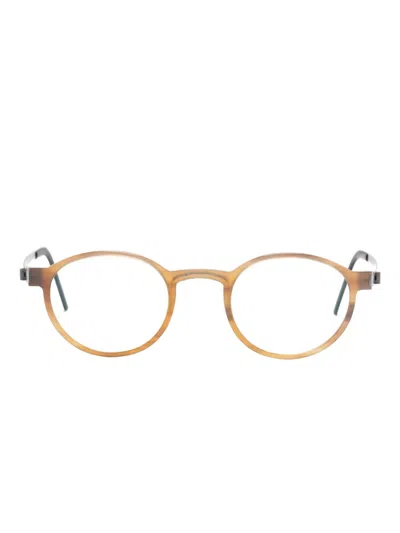 Lindberg Titanium Round Glasses In Brown