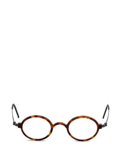 Lindberg 톨토이즈셸 이펙트 라운드 프레임 안경