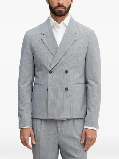 Lindbergh Double-breasted Patterned Suit In Gray