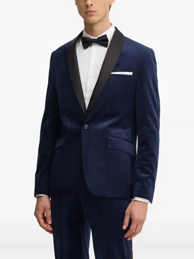 Lindbergh Velvet Shawl-lapel Suit In Blue
