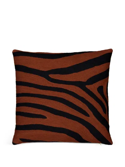 Lindell & Co Akim Zebra-print Cushion In Black