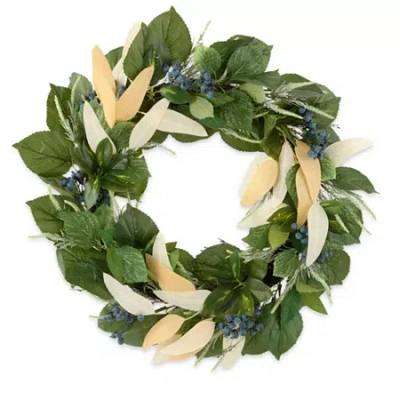 Linden Street 24in Blueberry Mixed Evergreen Wreath In Green