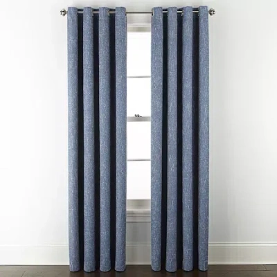 Linden Street Bayshore Grommet Top Energy Saving 100% Blackout Single Curtain Panel In Blue