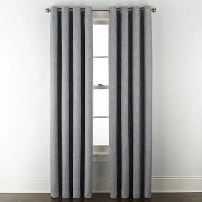 Linden Street Bayshore Grommet Top Energy Saving 100% Blackout Single Curtain Panel In Gray