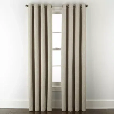Linden Street Bayshore Grommet Top Energy Saving 100% Blackout Single Curtain Panel In Sand