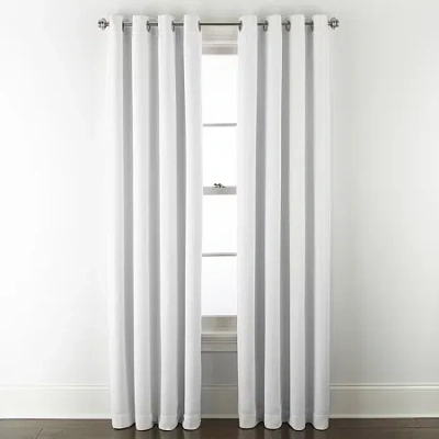 Linden Street Bayshore Grommet Top Energy Saving 100% Blackout Single Curtain Panel In White