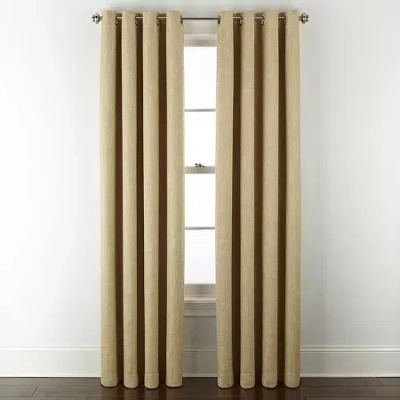 Linden Street Bayshore Grommet Top Energy Saving 100% Blackout Single Curtain Panel In Yellow
