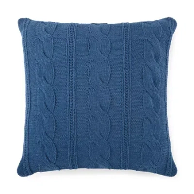 Linden Street Cable Knit Chenille Square Pillow In Blue