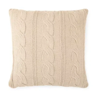 Linden Street Cable Knit Chenille Square Pillow In Sand