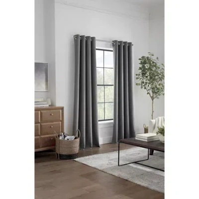 Linden Street Gwen Basketweave Grommet Top Light-filtering Single Curtain Panel In Gray