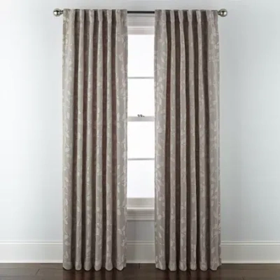 Linden Street Gwen Basketweave Leaf Rod Pocket Back Tab Light-filtering Single Curtain Panel In Sand