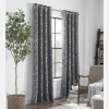 Linden Street Gwen Leaf Grommet Top Light-filtering Single Curtain Panel In Gray