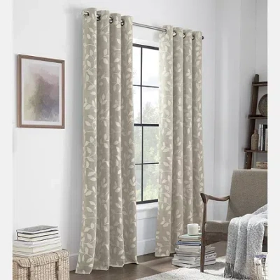 Linden Street Gwen Leaf Grommet Top Light-filtering Single Curtain Panel In Sand