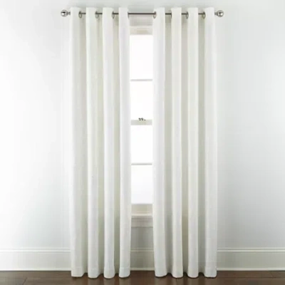 Linden Street Gwen Leaf Grommet Top Light-filtering Single Curtain Panel In White