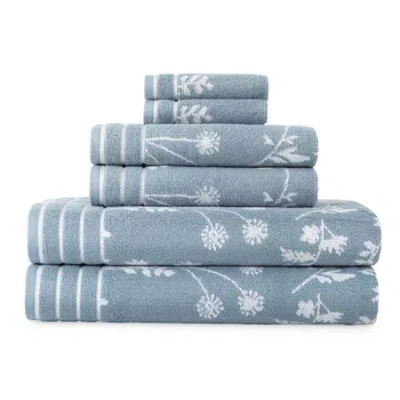 Linden Street Jacquard Floral Bath Towel In Blue