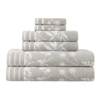 Linden Street Jacquard Floral Bath Towel In Gray