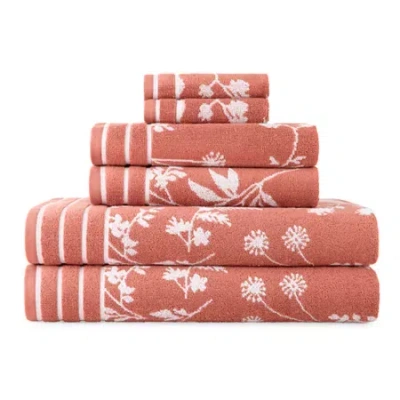 Linden Street Jacquard Floral Bath Towel In Red