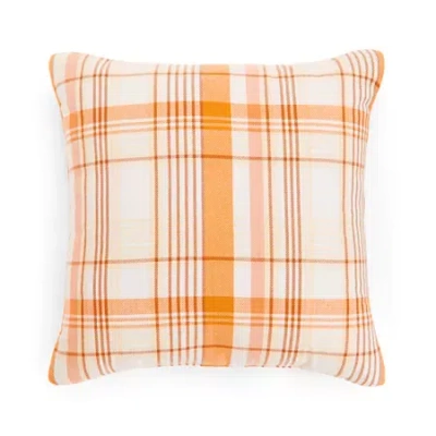 Linden Street Plaid Square Throw Pillow In Orange